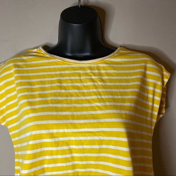COPPER Key Yellow Striped Aesthetically Front Cut Short Sleeve T-Shirt - Picture 3 of 7